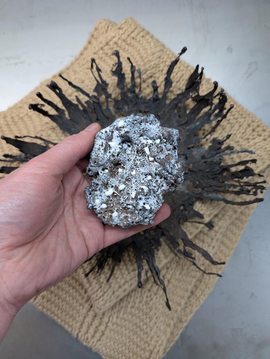 Abstract Holey Enameled Copper Bowl * Modern Gifts * Hand Forged Copper Bowl Blacksmith Made Hammered Dish Gift for Men Gifts for Her