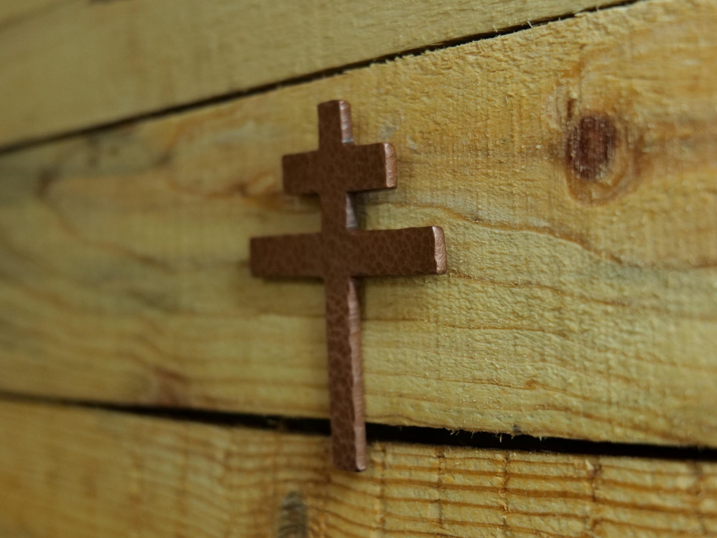 Forged Copper Patriarchal Cross for Wall * Cross of Lorraine * Gift for Men or Women * Double Cross Wall Decor * Slovak Cross