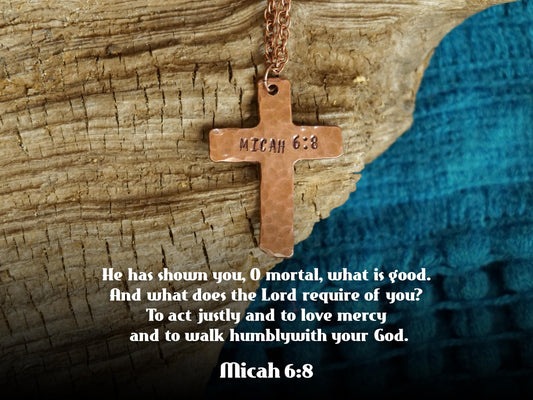 Micah 6:8 Necklace * Jesus Necklace * Bible Verse Gifts * Christian Cross Jewelry for Men for Women * Act Justly, Love Mercy, Walk Humbly