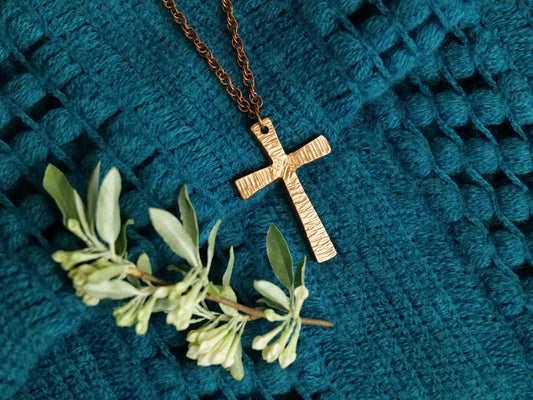 Hand Forged Copper Cross * Hammered Cross Pendant * Christian Gift for Men or Women * Forged Cross Necklace * Handmade Copper Necklace