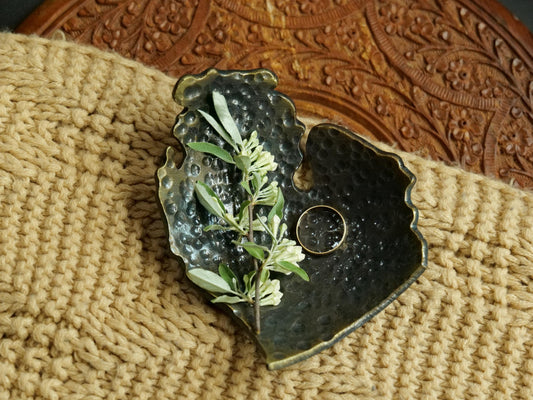 Pebbled Texture Hand Forged Michigan Trinket Dish * Michigan Decor * Michigan Gifts * Michigan Bowl * Great Lakes Gifts * MI Ornament Gift