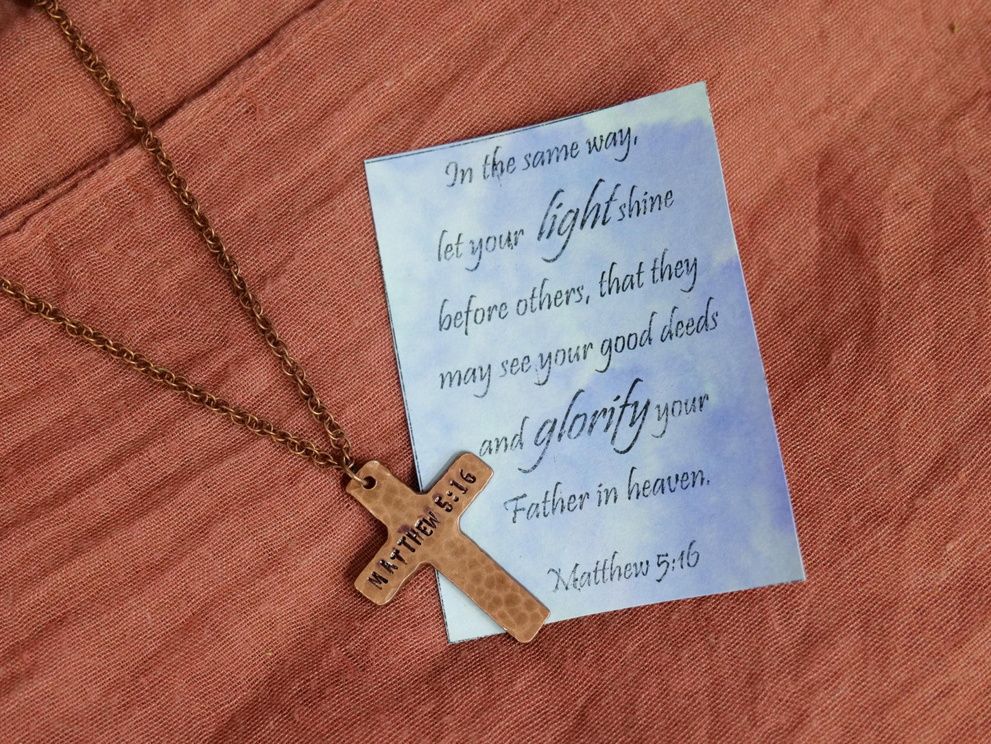 Matthew 5:16 Necklace * Jesus Necklace * Bible Verse Gifts * Christian Cross Jewelry for Men for Women * Let Your Light Shine