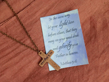 Matthew 5:16 Necklace * Jesus Necklace * Bible Verse Gifts * Christian Cross Jewelry for Men for Women * Let Your Light Shine