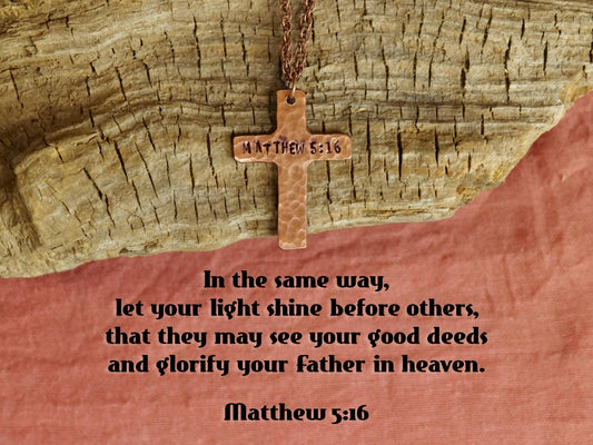 Matthew 5:16 Necklace * Jesus Necklace * Bible Verse Gifts * Christian Cross Jewelry for Men for Women * Let Your Light Shine