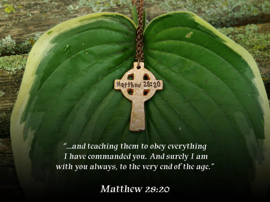 Matthew 28:20 Necklace * I am with you always Necklace * Bible Verse Gifts * Christian Cross Jewelry for Men for Women * Matthew 28 Pendant
