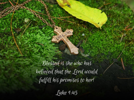 Luke 1:45 Necklace * Blessed is She Necklace * Bible Verse Gifts * Christian Cross Jewelry for Men for Women * Luke 1 45 Pendant