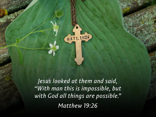 Matthew 19:26 Necklace * With God All Things are Possible Necklace * Bible Verse Gifts * Christian Cross Jewelry for Men for Women