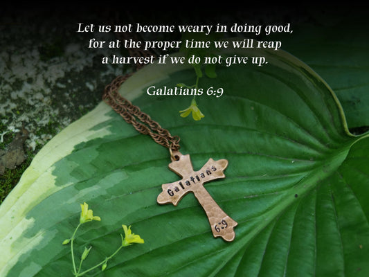 Galatians 6:9 Necklace * Don't Stop Doing Good Necklace * Bible Verse Gifts * Christian Cross Jewelry for Men for Women * Galatians Pendant