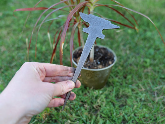 Anvil Metal Planter Decoration * Garden Stake * House Plant Decorations* Outdoor Stake Decorations *Fairy Garden Decor * Gift for Gardener
