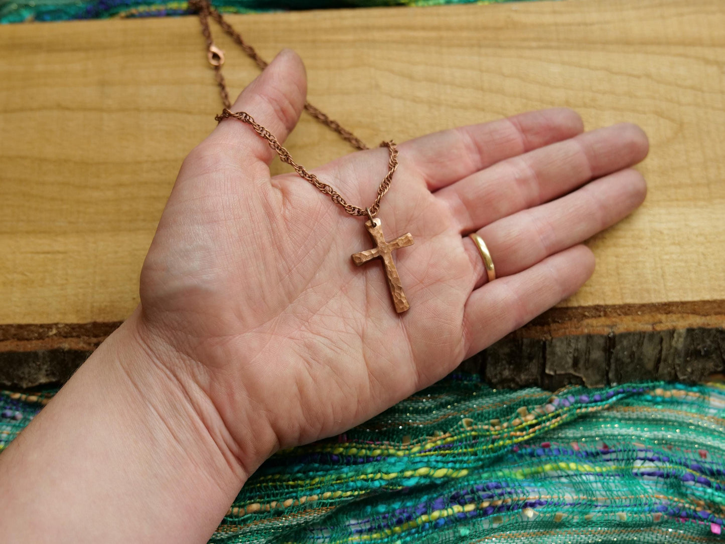Hand Forged Copper Cross * Hammered Cross Pendant * Christian Gift for Men or Women * Forged Cross Necklace * Handmade Copper Necklace