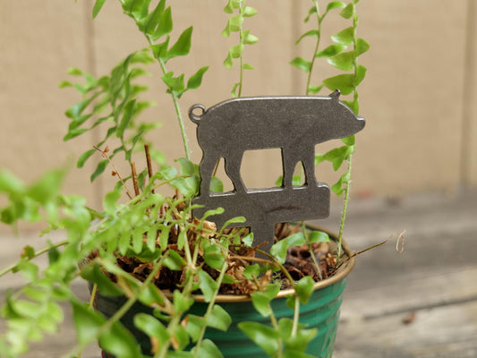 Pig Metal Planter Decoration * Garden Stake * House Plant Decorations* Outdoor Stake Decorations * Fairy Garden Accessories * Plant Farm