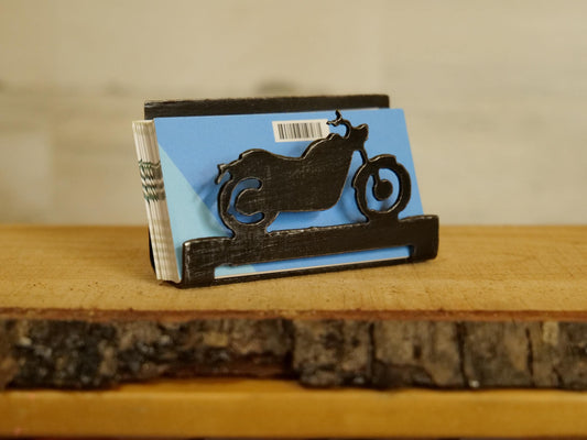 Motorcycle Business Card Holder for Desk * Business Card Display * Handmade Metal Business Card Holder with Motorcycle