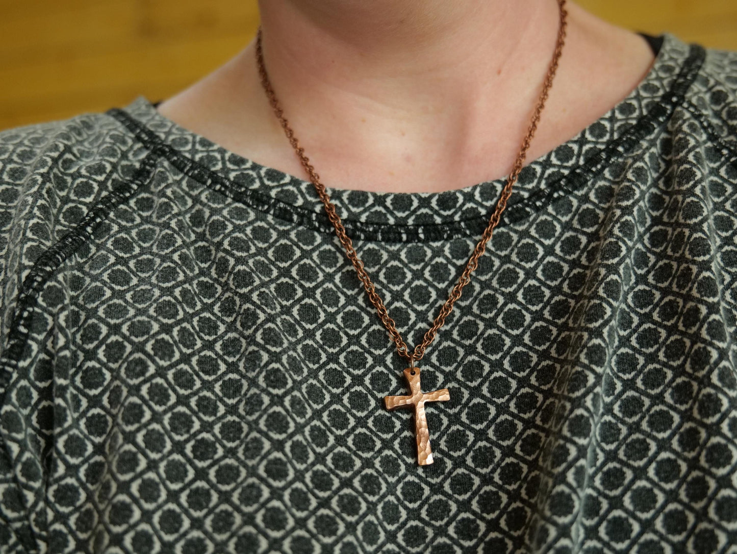 Hand Forged Copper Cross * Hammered Cross Pendant * Christian Gift for Men or Women * Forged Cross Necklace * Handmade Copper Necklace