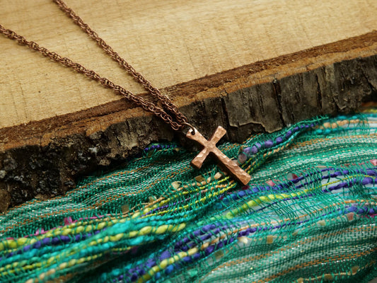 Hand Forged Copper Cross * Hammered Cross Pendant * Christian Gift for Men or Women * Forged Cross Necklace * Handmade Copper Necklace