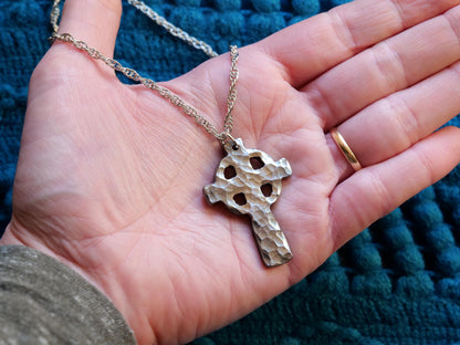 Hand Forged Steel Celtic Cross * Hammered Cross Pendant * Christian Gift for Men or Women * Forged Cross Necklace * Handmade Steel Necklace