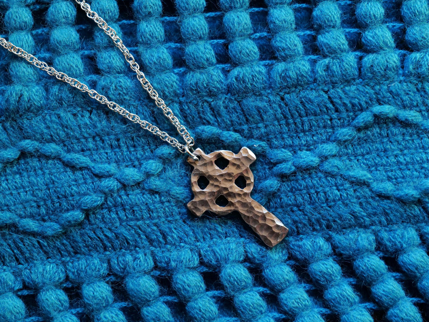 Hand Forged Steel Celtic Cross * Hammered Cross Pendant * Christian Gift for Men or Women * Forged Cross Necklace * Handmade Steel Necklace