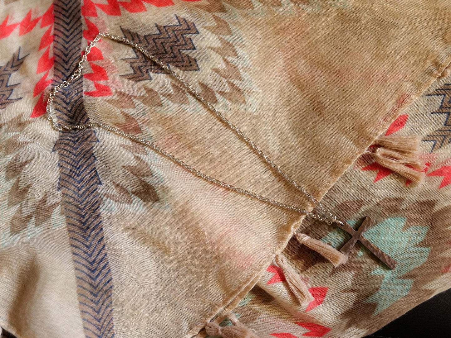 Hand Forged Steel Cross * Hammered Cross Pendant * Christian Gift for Men Women * Forged Cross Necklace * Handmade Tapered Copper Necklace