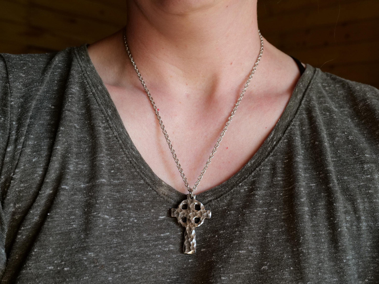 Hand Forged Steel Celtic Cross * Hammered Cross Pendant * Christian Gift for Men or Women * Forged Cross Necklace * Handmade Steel Necklace