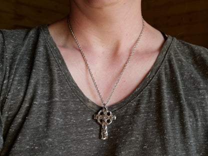 Hand Forged Steel Celtic Cross * Hammered Cross Pendant * Christian Gift for Men or Women * Forged Cross Necklace * Handmade Steel Necklace