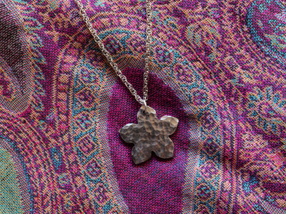 Hand Forged Flower Necklace * Hammered Rose Pendant * Gift for Men or Women * Forged Steel Necklace * Handmade Necklace