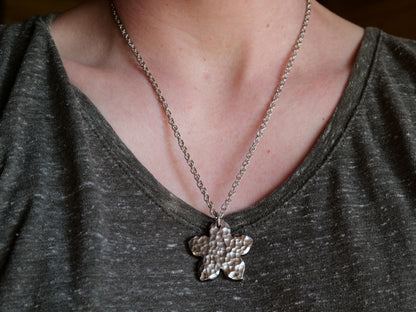 Hand Forged Flower Necklace * Hammered Rose Pendant * Gift for Men or Women * Forged Steel Necklace * Handmade Necklace