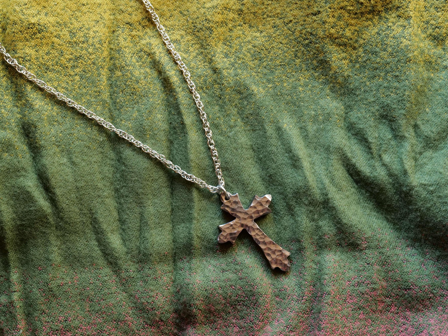 Hand Forged Fancy Cross * Hammered Cross Pendant * Christian Gift for Men or Women * Forged Cross Necklace * Handmade Steel Necklace