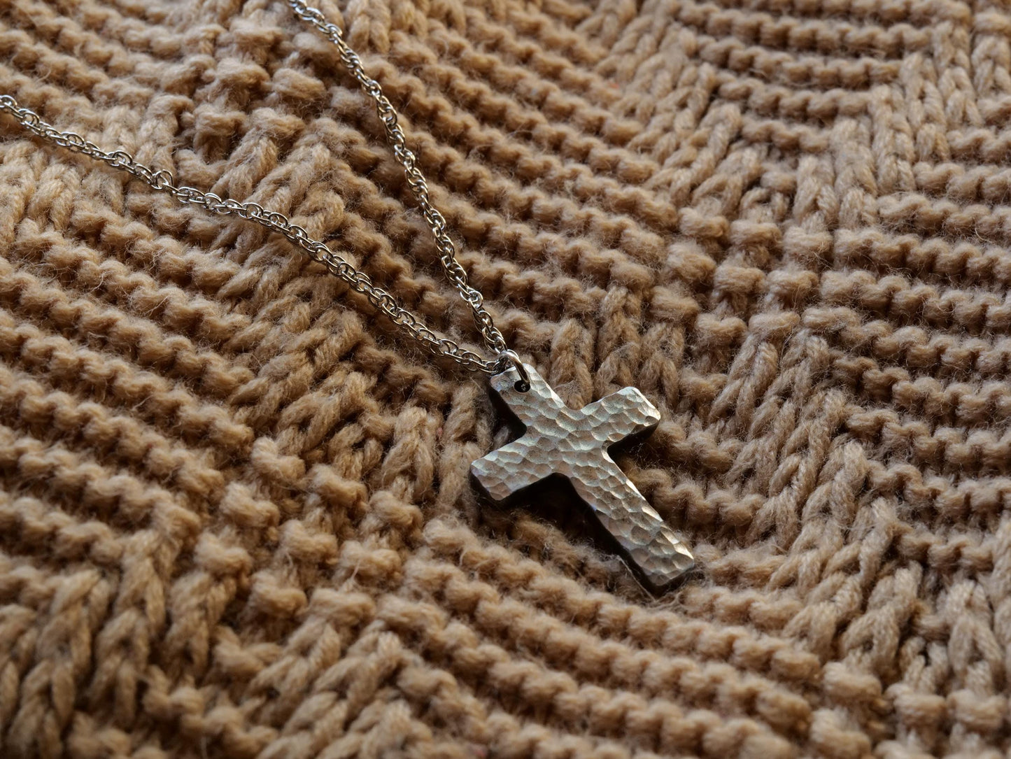 Hand Forged Basic Cross * Hammered Cross Pendant * Christian Gift for Men or Women * Forged Cross Necklace * Handmade Necklace Steel