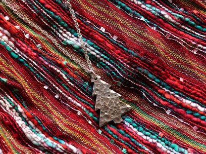 Hand Forged Christmas Tree Necklace * Hammered Holiday Pendant * Gift for Men or Women * Forged Steel Necklace * Handmade Necklace