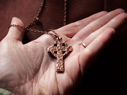 Hand Forged Copper Celtic Cross * Hammered Cross Pendant * Christian Gift for Men or Women * Forged Cross Necklace *Handmade Copper Necklace