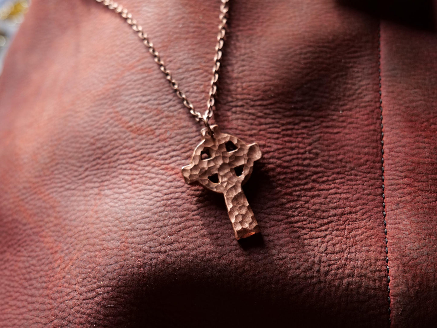 Hand Forged Copper Celtic Cross * Hammered Cross Pendant * Christian Gift for Men or Women * Forged Cross Necklace *Handmade Copper Necklace