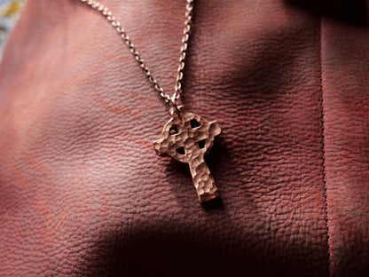 Hand Forged Copper Celtic Cross * Hammered Cross Pendant * Christian Gift for Men or Women * Forged Cross Necklace *Handmade Copper Necklace