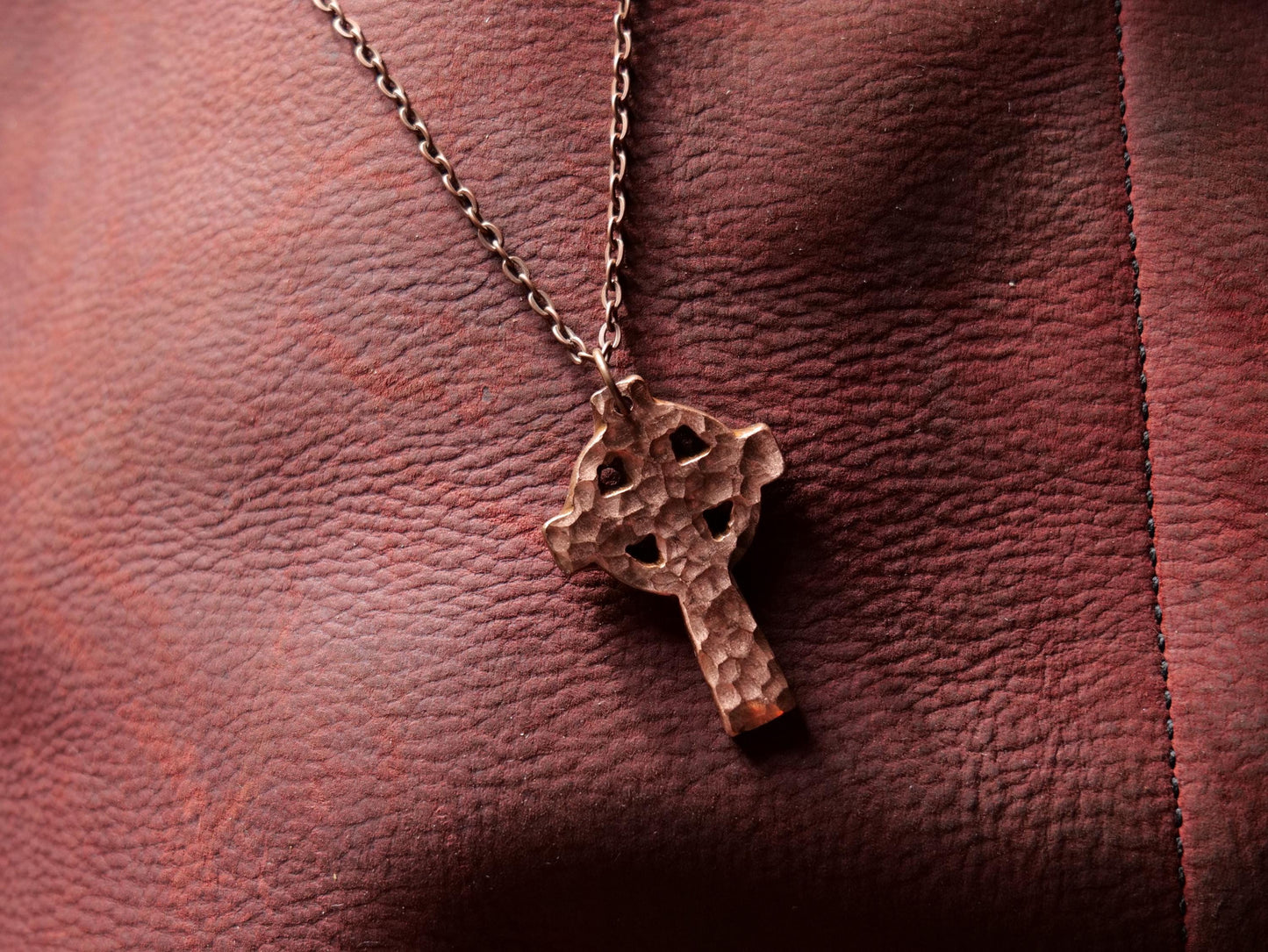 Hand Forged Copper Celtic Cross * Hammered Cross Pendant * Christian Gift for Men or Women * Forged Cross Necklace *Handmade Copper Necklace