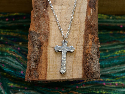 Hand Forged Steel Arrow Cross * Hammered Cross Pendant * Christian Gift for Men or Women * Forged Cross Necklace * Handmade Steel Necklace