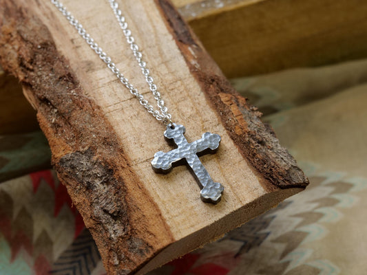Hand Forged Steel Catholic Cross * Orthodox Cross Pendant * Gift for Men or Women * Forged Cross Necklace * Handmade Steel Necklace