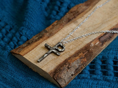 Hand Forged Steel Monogrammatic Cross * Tau-Rho Cross Pendant * Gift for Men or Women * Forged Cross Necklace * Handmade Steel Necklace