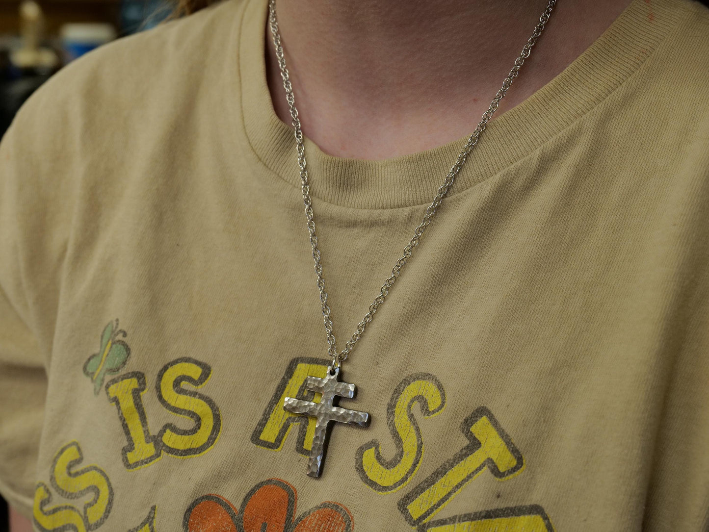 Hand Forged Steel Patriarchal Cross Necklace * Cross of Lorraine Necklace * Gift for Men or Women * Double Cross Necklace * Slovak Cross