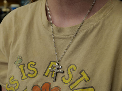 Hand Forged Steel Patriarchal Cross Necklace * Cross of Lorraine Necklace * Gift for Men or Women * Double Cross Necklace * Slovak Cross