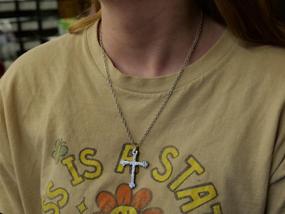 Hand Forged Steel Cross * Hammered Cross Pendant * Christian Gift for Men or Women * Forged Cross Necklace * Blocky Steel Necklace