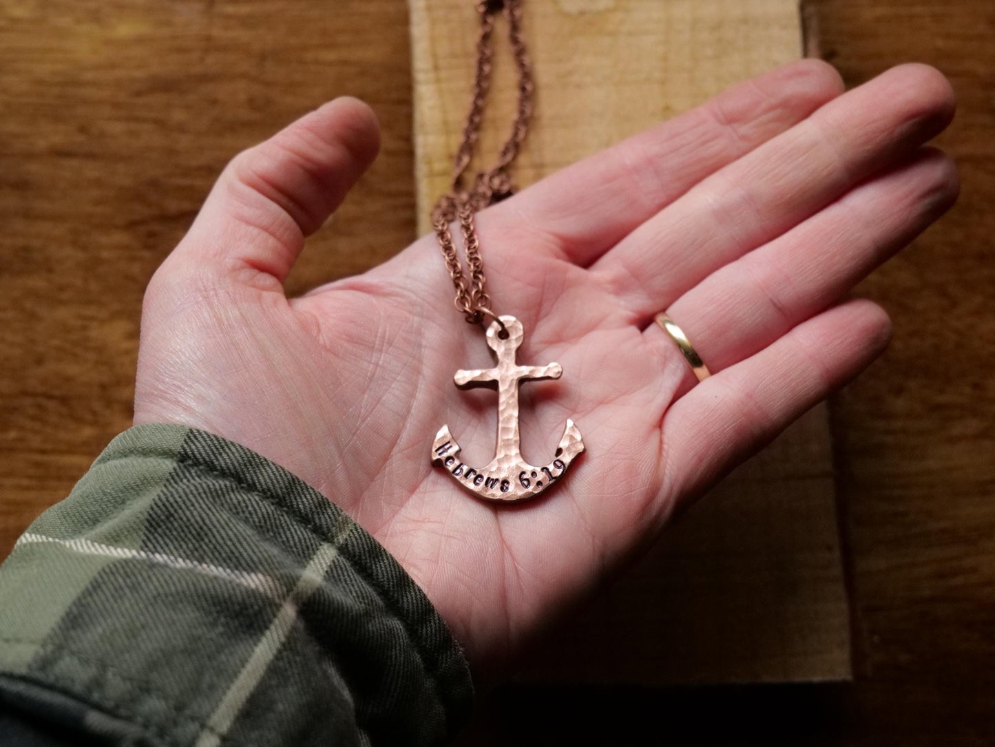 Hebrews 6:19 Copper Anchor Necklace * Anchor Pendant * Anchor Jewelry for Men or for Women *Christian Bible Verse Gifts *Anchor for the Soul