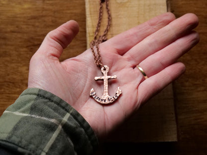 Hebrews 6:19 Copper Anchor Necklace * Anchor Pendant * Anchor Jewelry for Men or for Women *Christian Bible Verse Gifts *Anchor for the Soul
