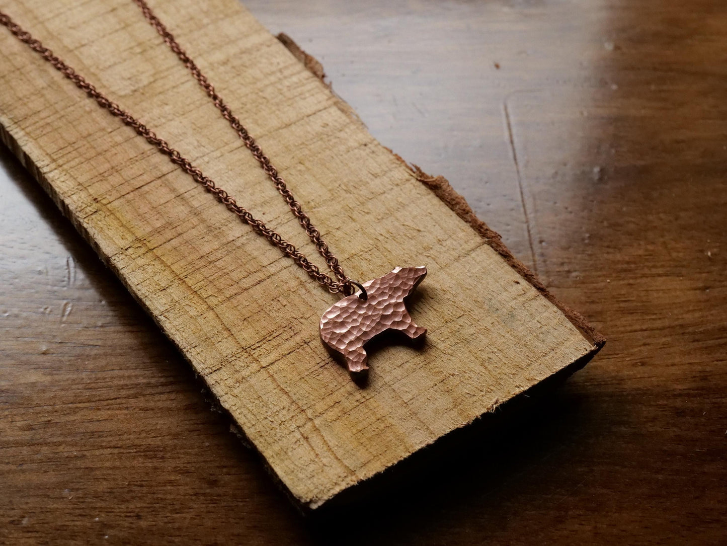 Copper Bear Necklace * Wildlife Pendant * Nature Jewelry for Men or for Women *Hammered Bear Necklace Gifts for Him or Her