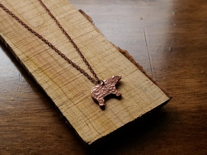 Copper Bear Necklace * Wildlife Pendant * Nature Jewelry for Men or for Women *Hammered Bear Necklace Gifts for Him or Her