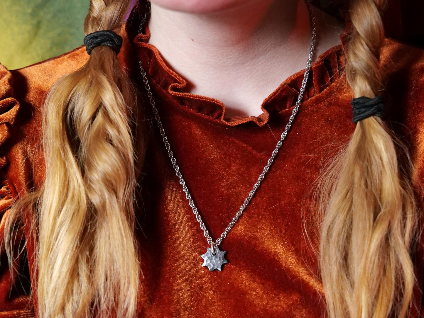 Forged Steel Starburst Necklace * Hammered Sun Pendant * Handmade Jewelry