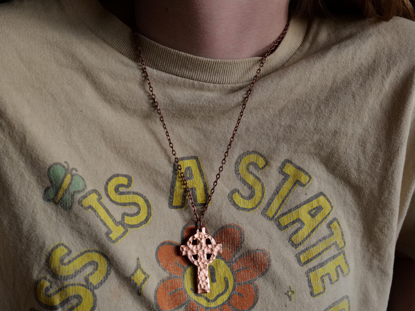 Hand Forged Copper Celtic Cross * Hammered Cross Pendant * Christian Gift for Men or Women * Forged Cross Necklace *Handmade Copper Necklace