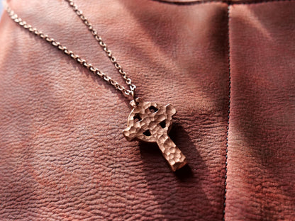 Hand Forged Copper Celtic Cross * Hammered Cross Pendant * Christian Gift for Men or Women * Forged Cross Necklace *Handmade Copper Necklace