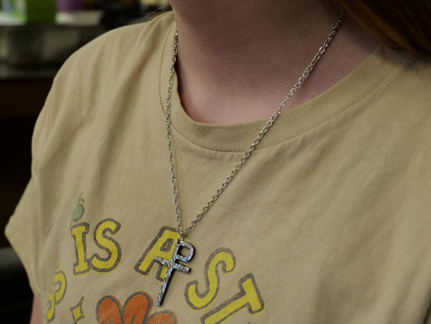 Hand Forged Steel Monogrammatic Cross * Tau-Rho Cross Pendant * Gift for Men or Women * Forged Cross Necklace * Handmade Steel Necklace