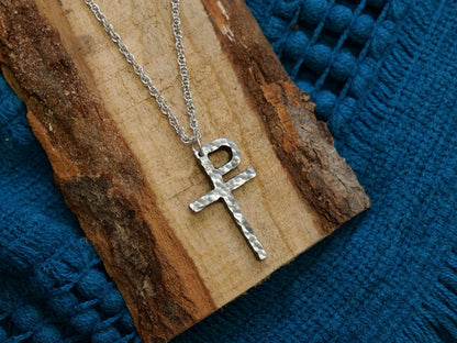 Hand Forged Steel Monogrammatic Cross * Tau-Rho Cross Pendant * Gift for Men or Women * Forged Cross Necklace * Handmade Steel Necklace