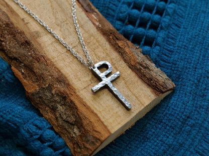 Hand Forged Steel Monogrammatic Cross * Tau-Rho Cross Pendant * Gift for Men or Women * Forged Cross Necklace * Handmade Steel Necklace