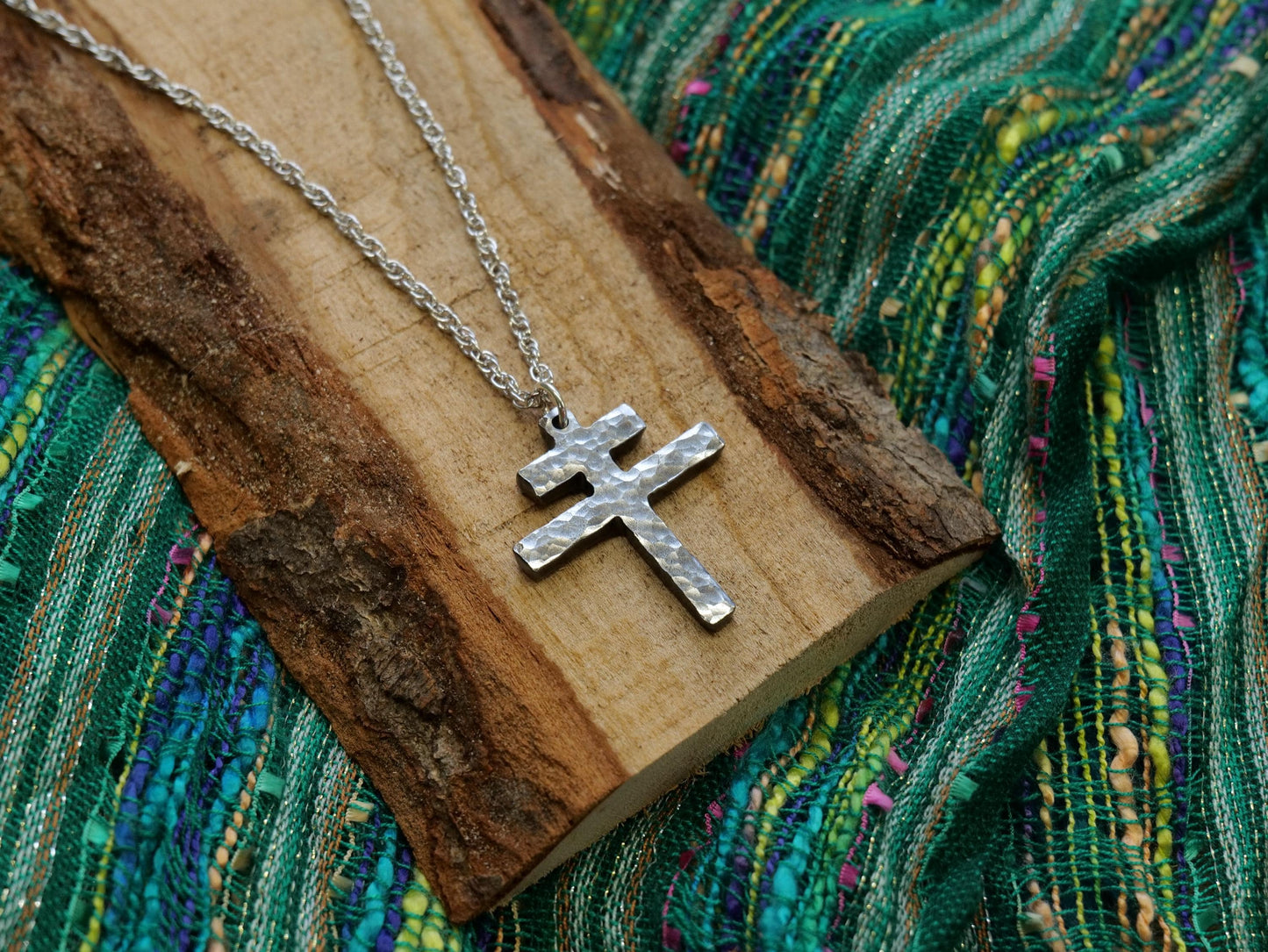Hand Forged Steel Patriarchal Cross Necklace * Cross of Lorraine Necklace * Gift for Men or Women * Double Cross Necklace * Slovak Cross