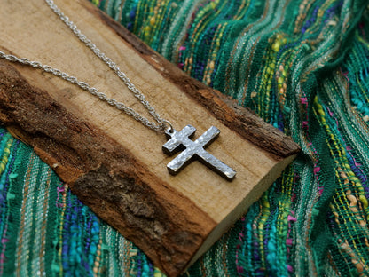 Hand Forged Steel Patriarchal Cross Necklace * Cross of Lorraine Necklace * Gift for Men or Women * Double Cross Necklace * Slovak Cross